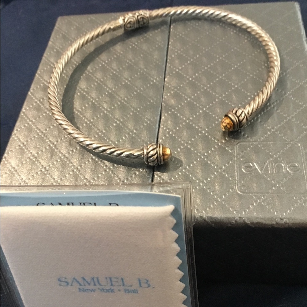 New Samuel B. Benham Sterling Silver and 18K Y Gold Open Twisted Cuff Bracelet